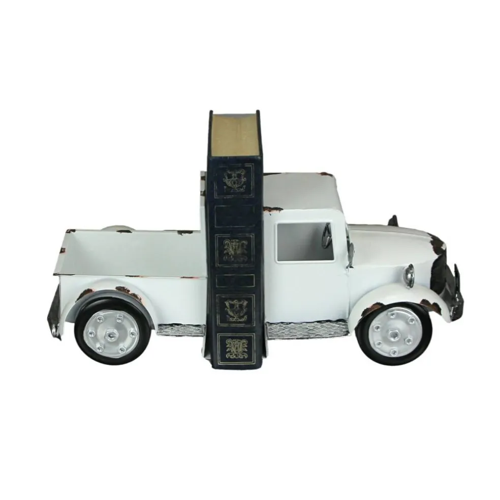 Vintage Pickup Truck Weathered Finish Metal Bookends