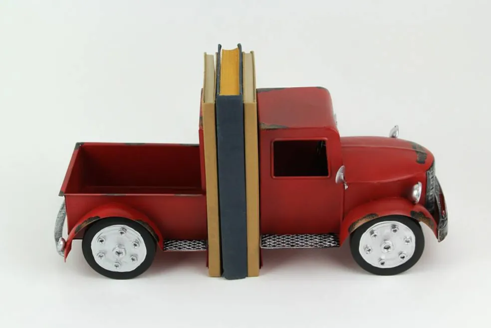 Vintage Pickup Truck Weathered Finish Metal Bookends