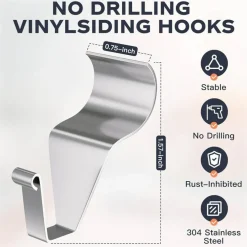 Vinyl Siding Hooks, (8 Pack) No Drilling Siding Clips