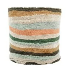 VIP Cotton Storage Basket, 12-Inch Multicolor Wavy Textured Basket with Lining – Soft Fabric Organizer for Home, Nursery & Shelves