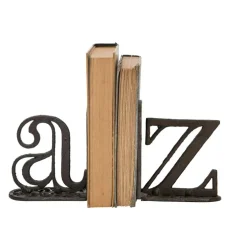 VIP Metal Brown A and Z Bookends, 9.06 Inch Alphabet Decorative Bookend Set of 2