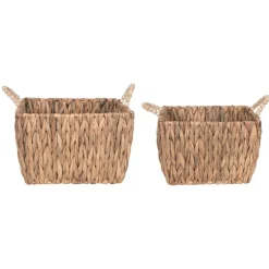 VIP Natural Hyacinth Storage Basket with Beaded Handles, Decorative Woven Basket for Home Organization