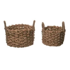 VIP Storage Baskets, Basket Set of 2 Woven Storage Baskets - Set of 2, Rustic, Tabletop, Living Room, Woven Natural Fibers, Brown, Organizing, Home Decor