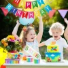 VUDECO 3PCs Rainbow Birthday Crown Birthday Girl Sash Tiara Kit