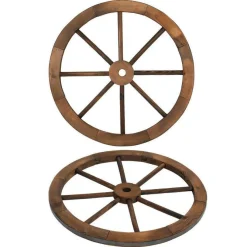 Wagon Wheel 24" Wood Decorative Home Garden Yard - Wooden Western Rustic Country