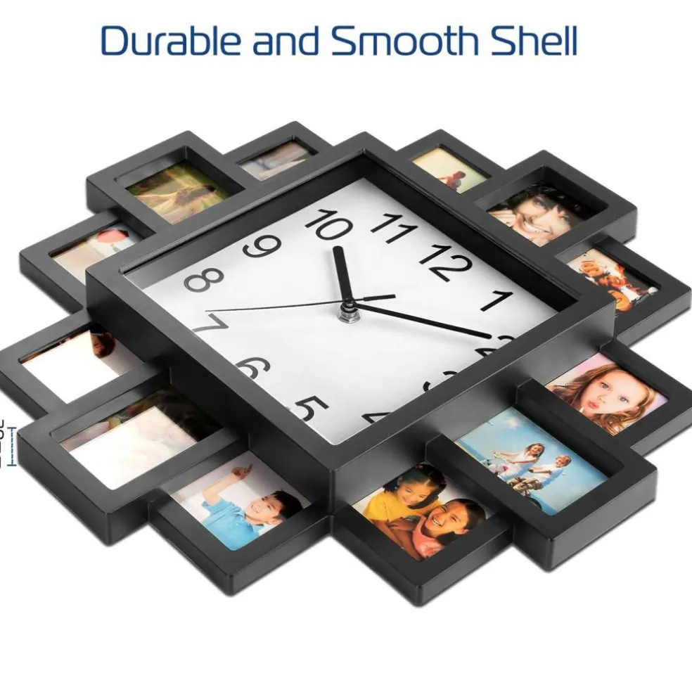 Wall Clock with 12-Picture Photo Collage Display