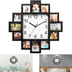 Wall Clock with 12-Picture Photo Collage Display