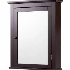 Wall Mount Bathroom Cabinet with Mirror Single Door Adjustable Shelf and Retro Handle