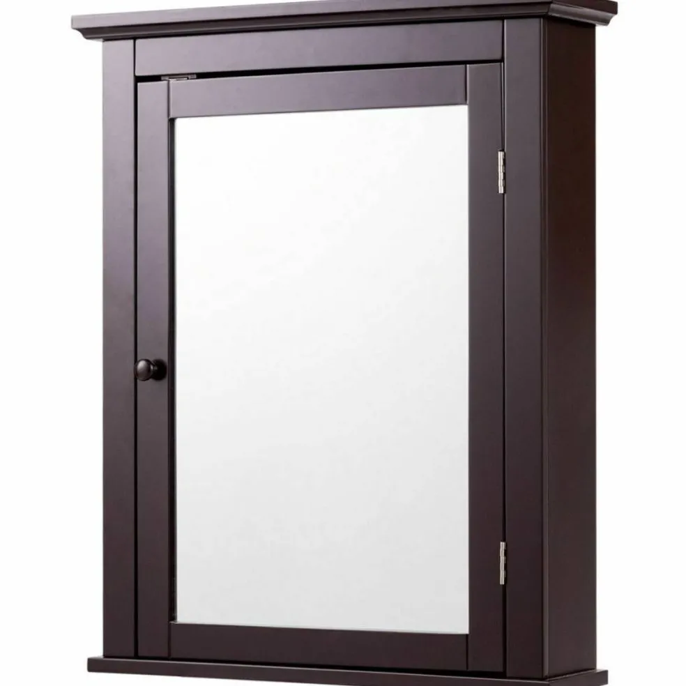 Wall Mount Bathroom Cabinet with Mirror Single Door Adjustable Shelf and Retro Handle