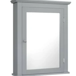 Wall Mount Bathroom Cabinet with Mirror Single Door Adjustable Shelf and Retro Handle