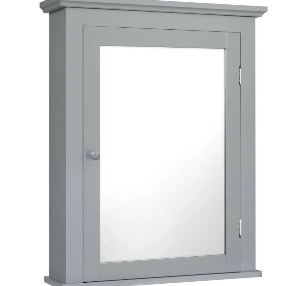Wall Mount Bathroom Cabinet with Mirror Single Door Adjustable Shelf and Retro Handle