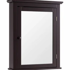 Wall Mount Bathroom Cabinet with Mirror Single Door Adjustable Shelf and Retro Handle