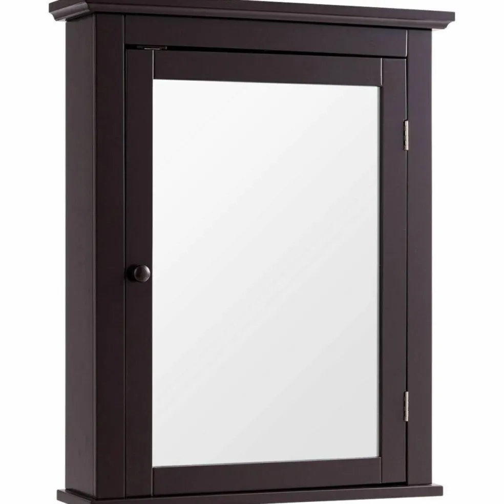 Wall Mount Bathroom Cabinet with Mirror Single Door Adjustable Shelf and Retro Handle