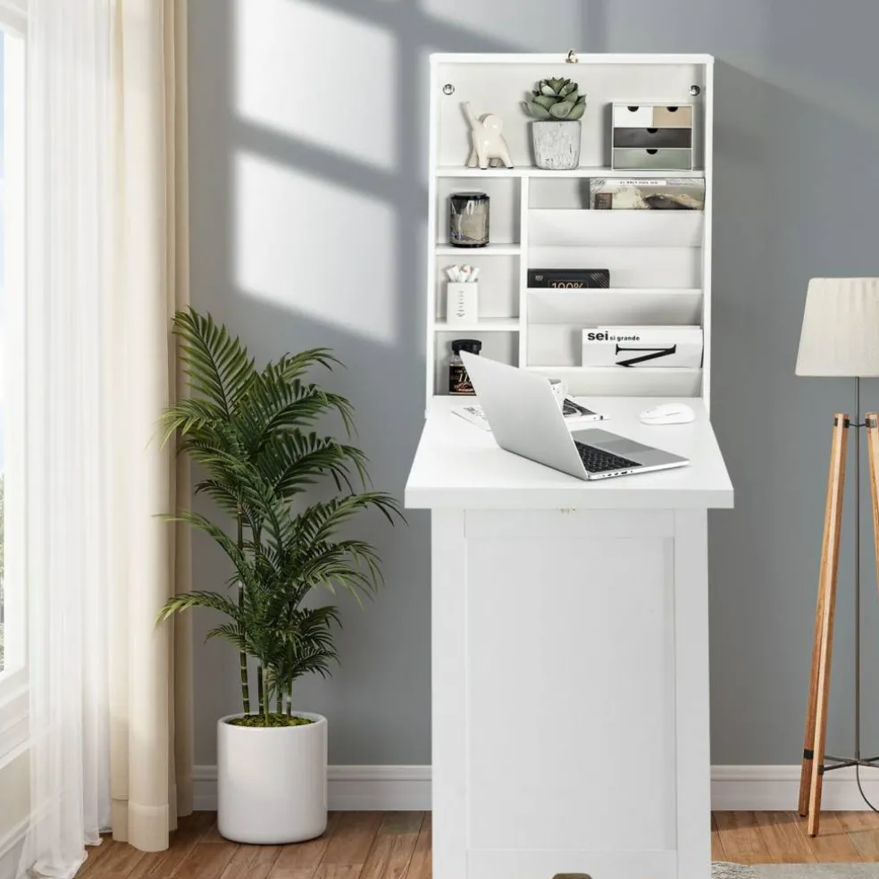 Wall Mounted Fold-Out Convertible Floating Desk Space Saver