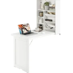 Wall Mounted Fold-Out Convertible Floating Desk Space Saver