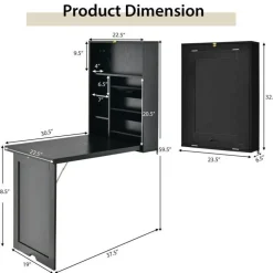 Wall Mounted Fold-Out Convertible Floating Desk Space Saver