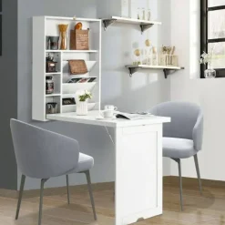 Wall Mounted Fold-Out Convertible Floating Desk Space Saver