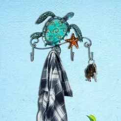 Wall Mounted Key Holder Turtle Wall Hooks Iron Key Hook Rustic Wall Decorative Hook Living Room Bathroom Ornament