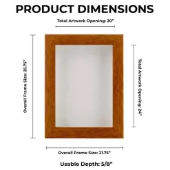 Warm Honey Brown Wood Shadow Box Frame with Acrylic Front - White Suede Backing, 30 Sizes