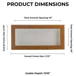 Warm Honey Brown Wood Shadow Box Frame with Acrylic Front - White Suede Backing, 30 Sizes