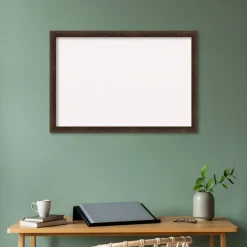 Warm Walnut Narrow Wood Framed Corkboard, White Cork