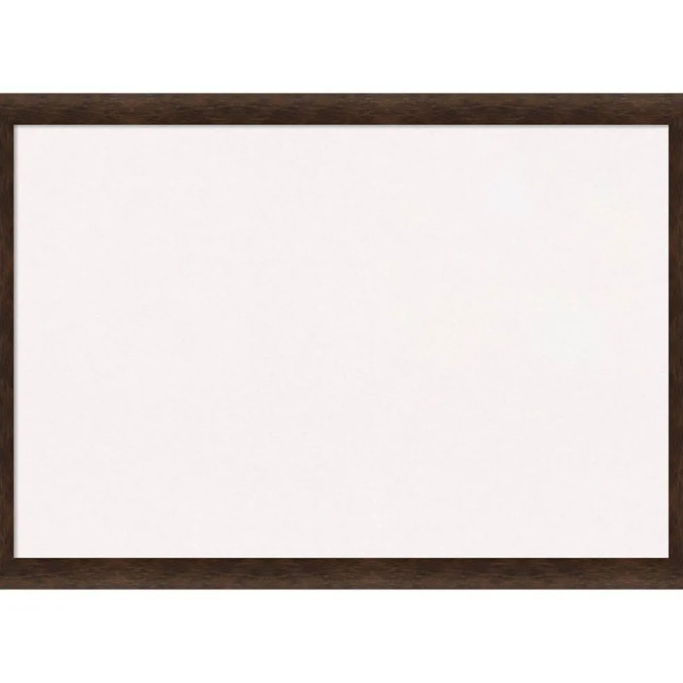 Warm Walnut Narrow Wood Framed Corkboard, White Cork