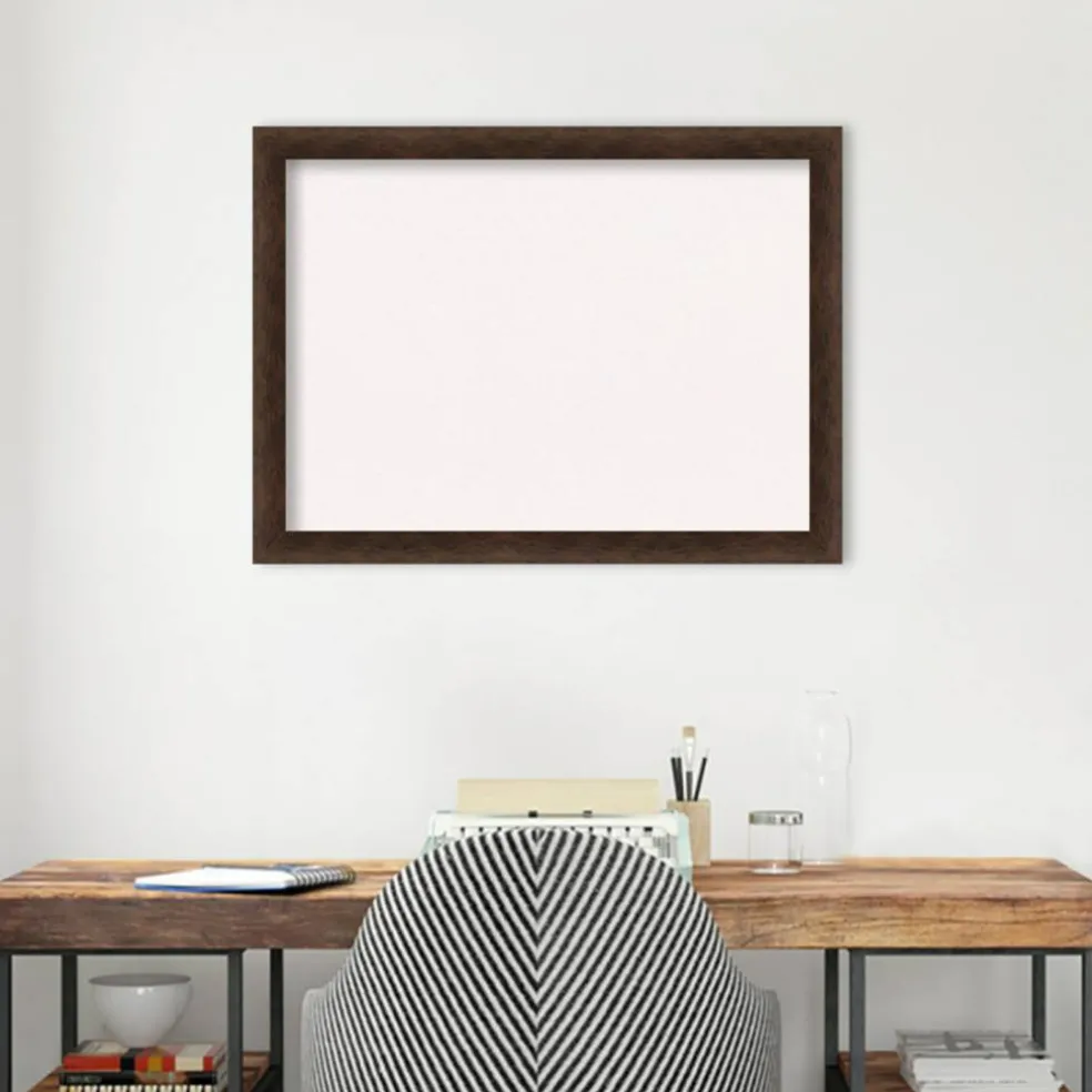 Warm Walnut Narrow Wood Framed Corkboard, White Cork