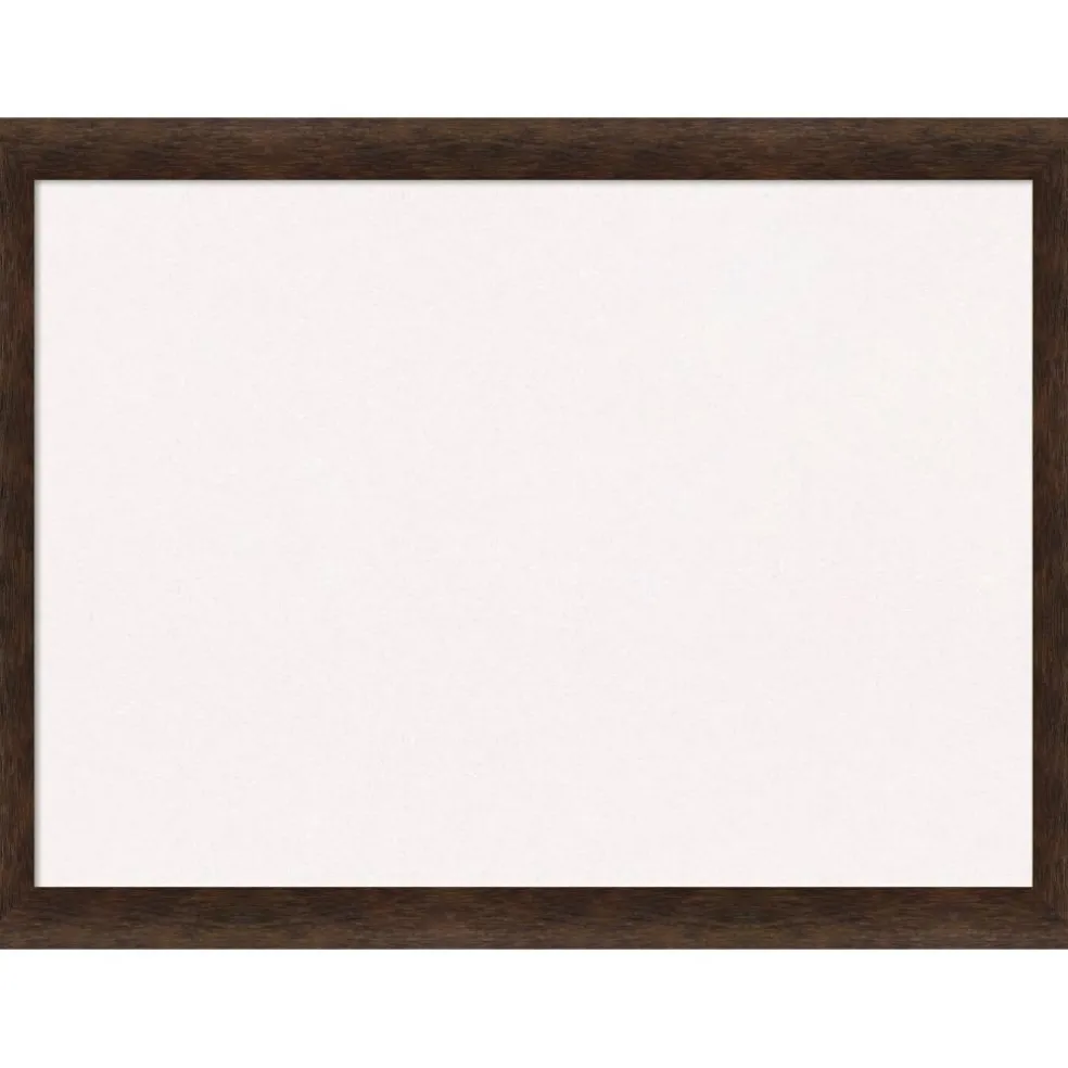 Warm Walnut Narrow Wood Framed Corkboard, White Cork