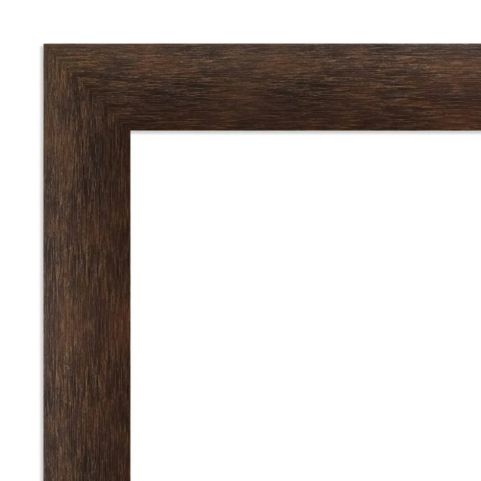 Warm Walnut Narrow Wood Framed Corkboard, White Cork