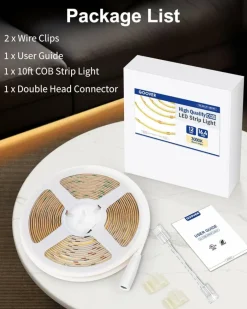 Warm White COB LED DC 12v 3000K Dimmable Strip Lights (Power Source Sold Separately)