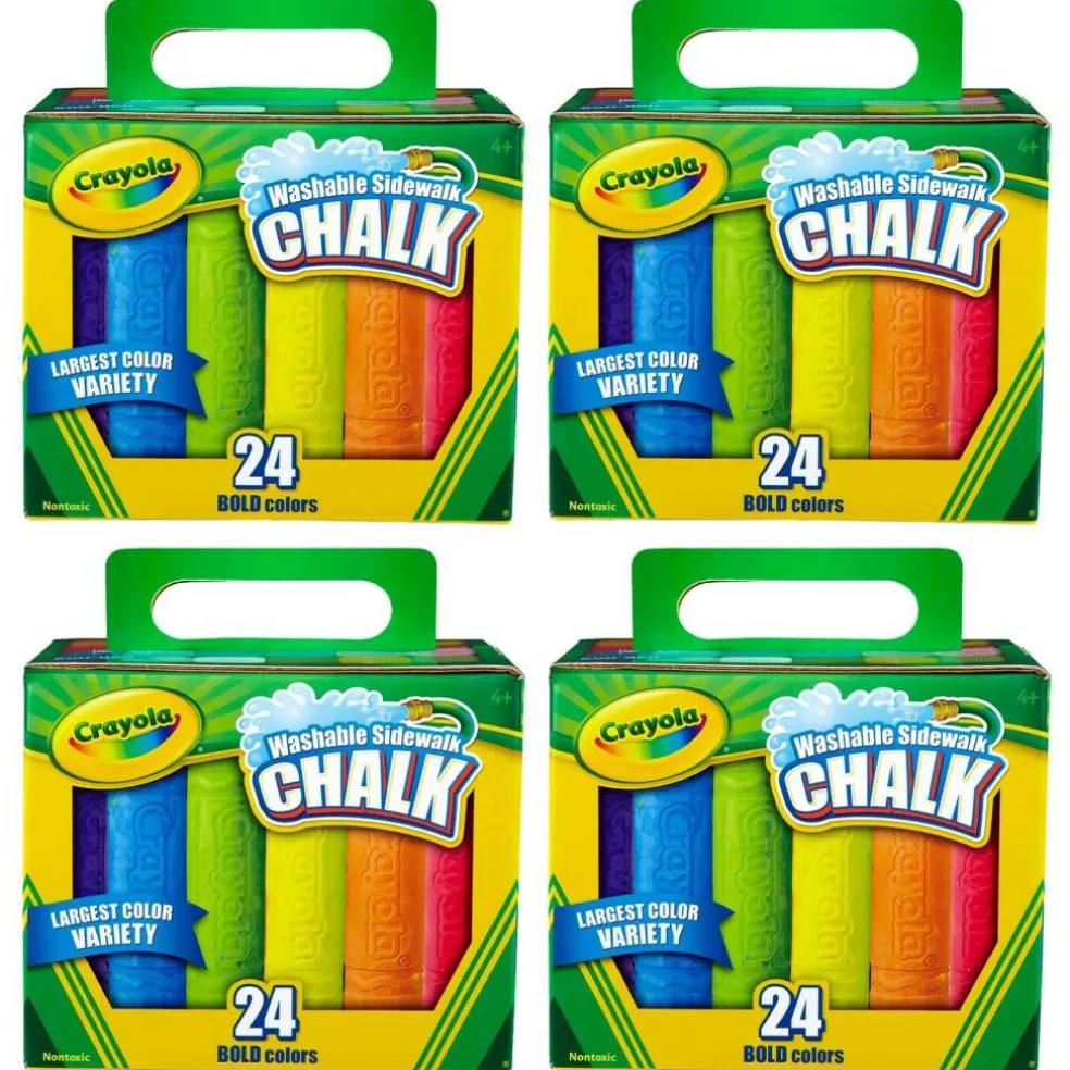 Washable Sidewalk Chalk, 24 Per Box, 4 Boxes