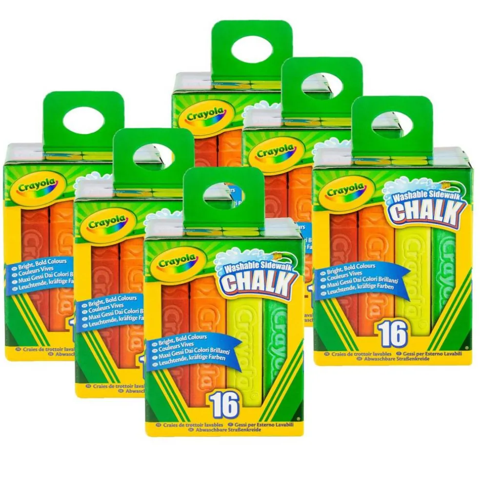 Washable Sidewalk Chalk, 16 Per Pack, 6 Packs