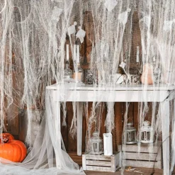 Watayo 196 x 39 Inch Halloween Creepy Cloth, Large White Scary Spooky Cheese Cloth, Windows Entryways Cover Gauze for Halloween Party Outdoor Home Wall Decor Supplies