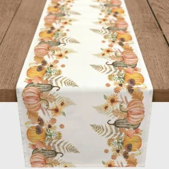 Watercolor Autumn Delights Border 16" x 72" Tablerunner