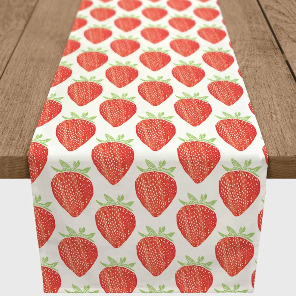 Watercolor Strawberries Indoor/Outdoor Table Runner