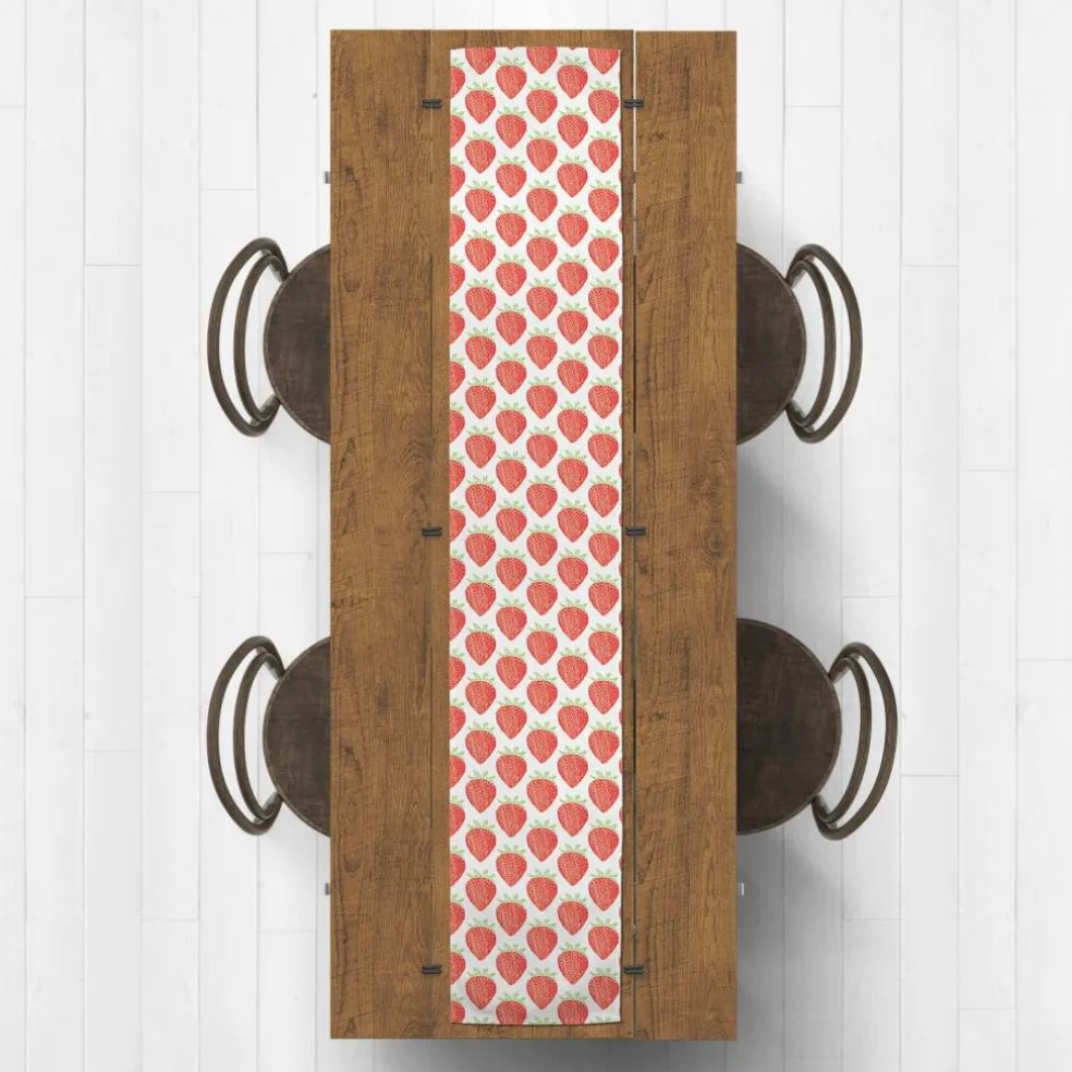Watercolor Strawberries Indoor/Outdoor Table Runner