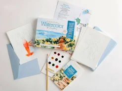 Watercolor the Easy Way Paint-Your-Own Watercolor Cards Coastal: Notecard Paint Kit with Paint and Brush Included