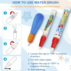Water Doodle Mat - Kids Painting Writing Color Doodle Drawing Mat Toy Bring Magic Pens Educational Toys for Age 2 3 4 5 6 7 Year Old Girls Boys Age Toddler Gift