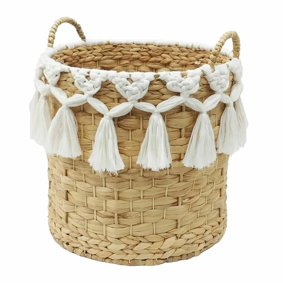 15" Water Hyacinth Basket with Tassels by Ashland®