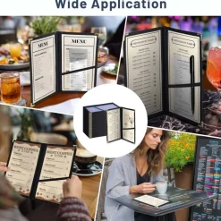 WeChef 30 Pcs Restaurant Check Presenters Server Book 5 x 9IN Menu Covers 2 Page 4 View with Extra Pocket for Guest Check Card Holder Waitress Book