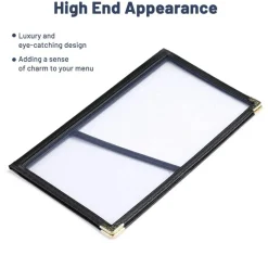 WeChef 30 Pcs Restaurant Check Presenters Server Book 5 x 9IN Menu Covers 2 Page 4 View with Extra Pocket for Guest Check Card Holder Waitress Book