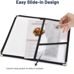 WeChef 30 Pcs Restaurant Check Presenters Server Book 5 x 9IN Menu Covers 2 Page 4 View with Extra Pocket for Guest Check Card Holder Waitress Book