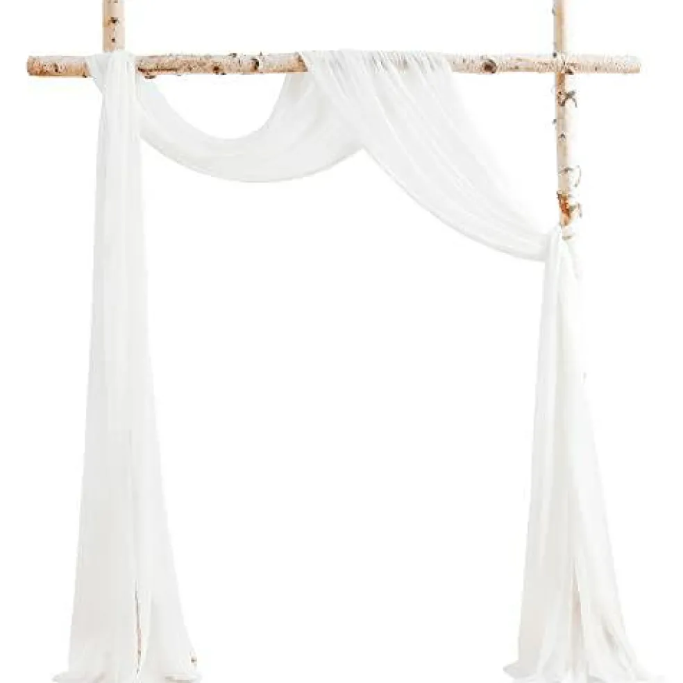 Wedding Arch Draping Fabric 2 Panels 20Ft White Chiffon Fabric Drapes Arbor Drapery Wedding Ceremony Reception Swag Decorations