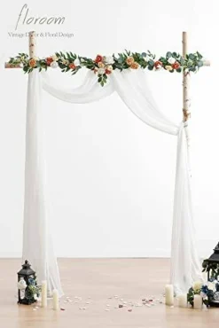 Wedding Arch Draping Fabric 2 Panels 20Ft White Chiffon Fabric Drapes Arbor Drapery Wedding Ceremony Reception Swag Decorations