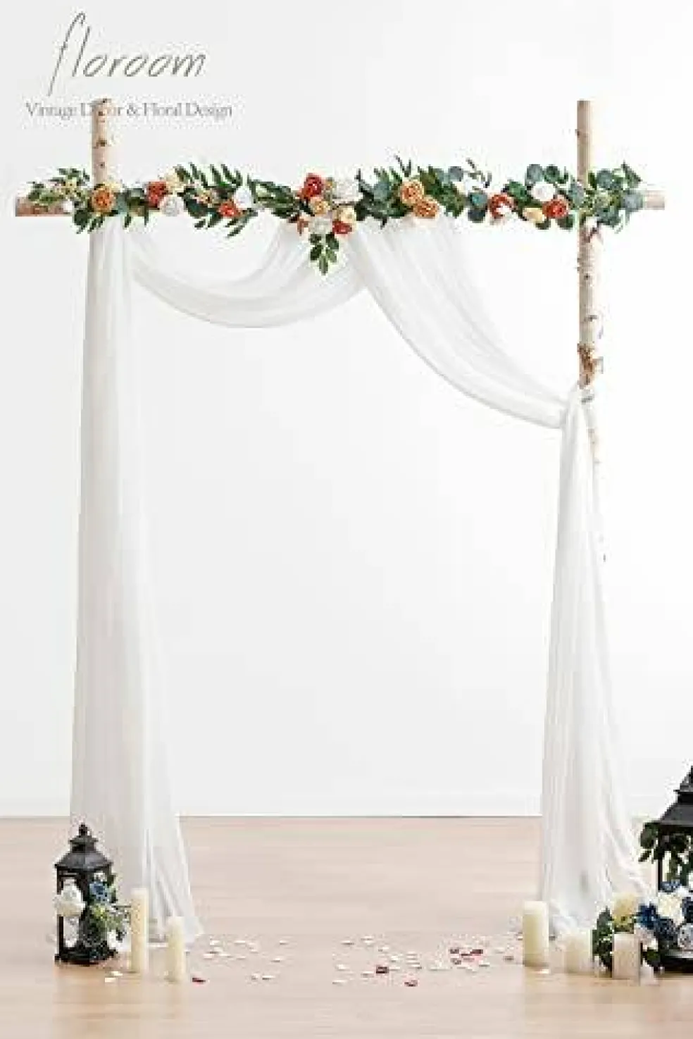 Wedding Arch Draping Fabric 2 Panels 20Ft White Chiffon Fabric Drapes Arbor Drapery Wedding Ceremony Reception Swag Decorations