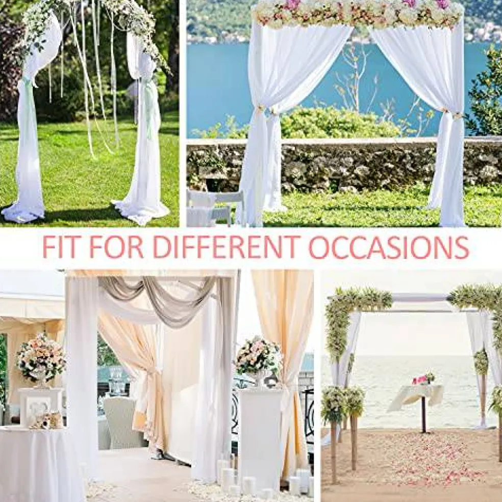 Wedding Arch Draping Fabric,2 Panel 28" x 19Ft White Wedding Arch Drapes Sheer Backdrop Curtain for Wedding Ceremony Party Ceiling Decor