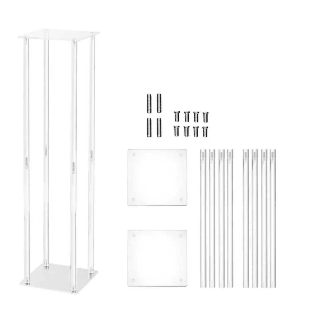 Wedding Flower Stand Acrylic 23.6in, Geometric Vase Column for T-Stage Decor