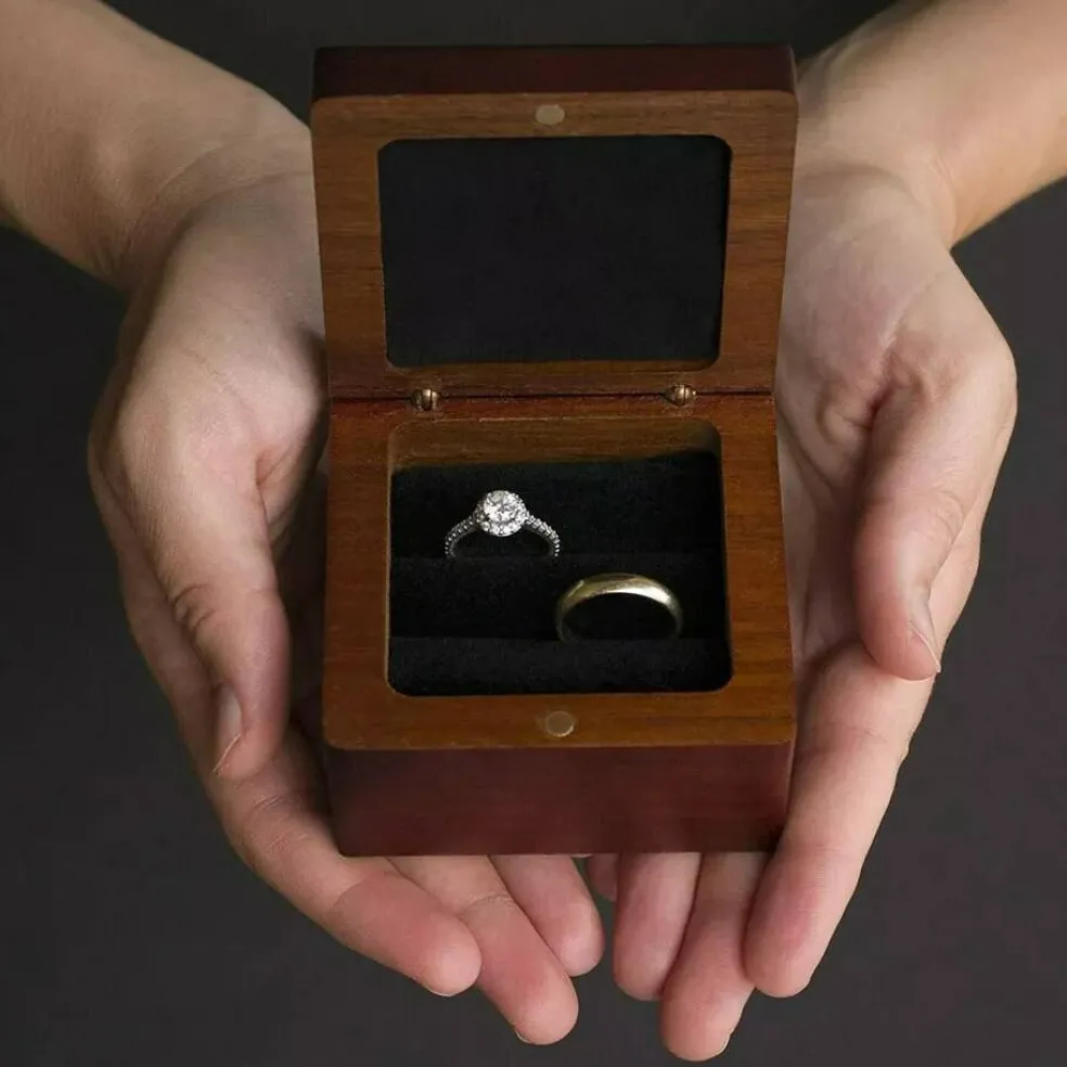 Wedding Ring Bearer Box, Mr & Mrs Wooden Ring Box, Engagement Ring Holder