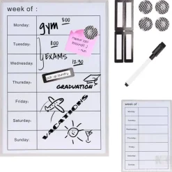 Weekly Planner Dry Erase Magnetic Framed Memoboard