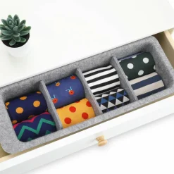 Welaxy Felt Adjustable 4 Slot Drawer Organizer Bin